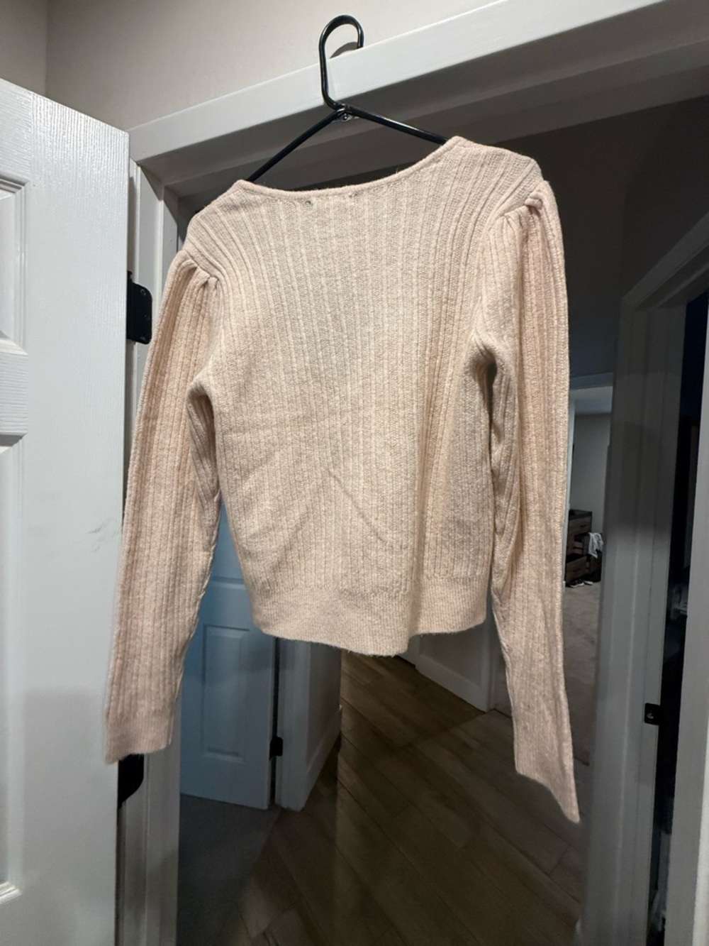 Lulu's Cream Ribbed V-Neck Button Cardigan - Picture 3 of 5